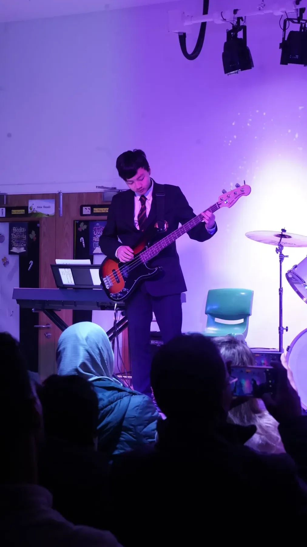 Bassist performing on stage